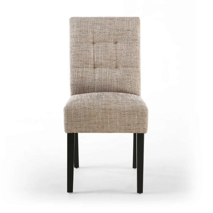 2 x Shankar Moseley Stitched Waffle Tweed Oatmeal Dining Chairs With Black Legs