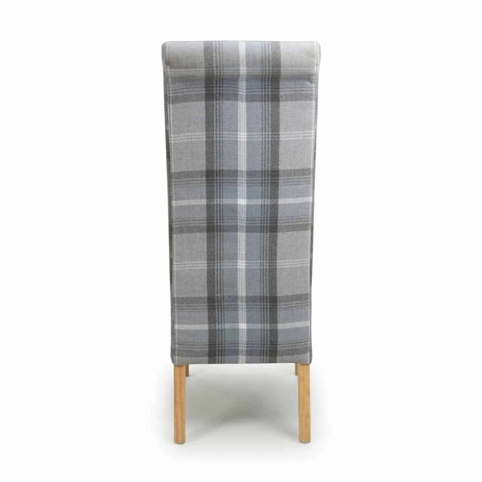 Shankar 2 x Karta Scroll Back Check Grey Dining Chairs