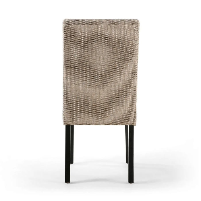 2 x Shankar Moseley Stitched Waffle Tweed Oatmeal Dining Chairs With Black Legs