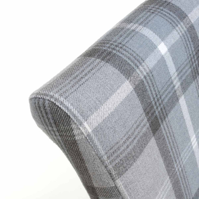 Shankar 2 x Karta Scroll Back Check Grey Dining Chairs