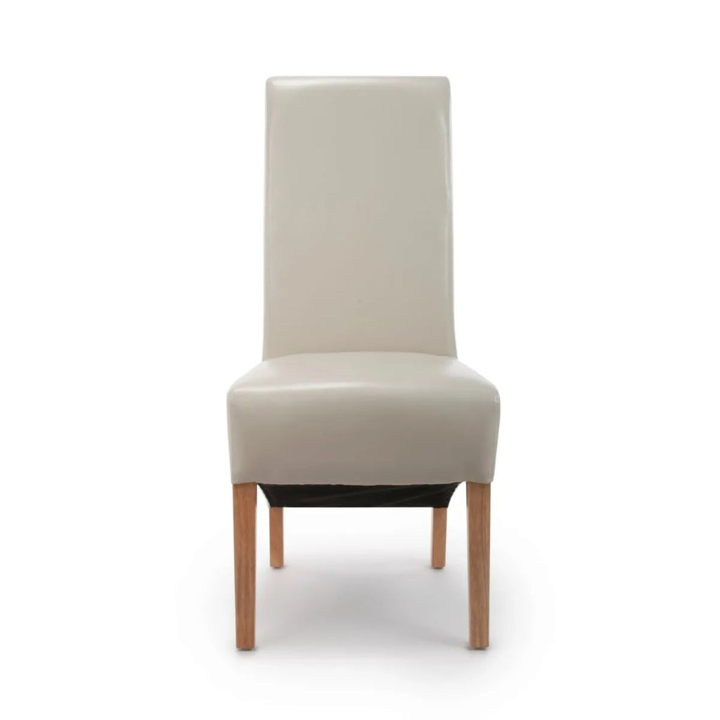 2 x Shankar Krista Roll Back Bonded Leather Ivory Dining Chairs