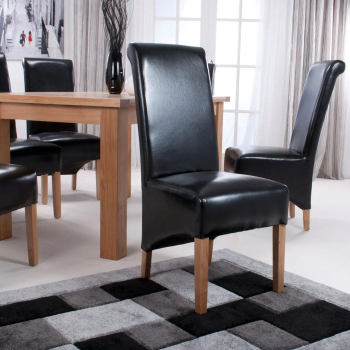 2 x Shankar Krista Roll Back Bonded Leather Ivory Dining Chairs