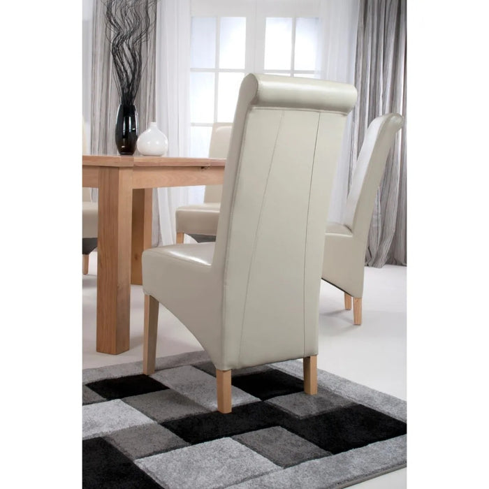 2 x Shankar Krista Roll Back Bonded Leather Ivory Dining Chairs