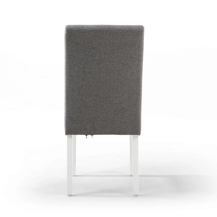 2 x Shankar Moseley Stitched Waffle Linen Effect Silver Grey Dining Chairs With White Legs