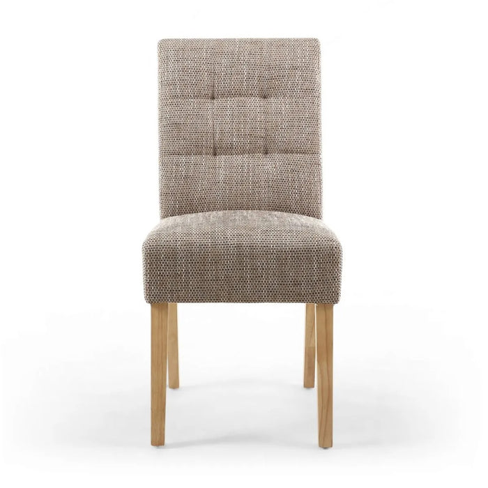 2 x Shankar Moseley Stitched Waffle Tweed Oatmeal Dining Chairs With Natural Legs