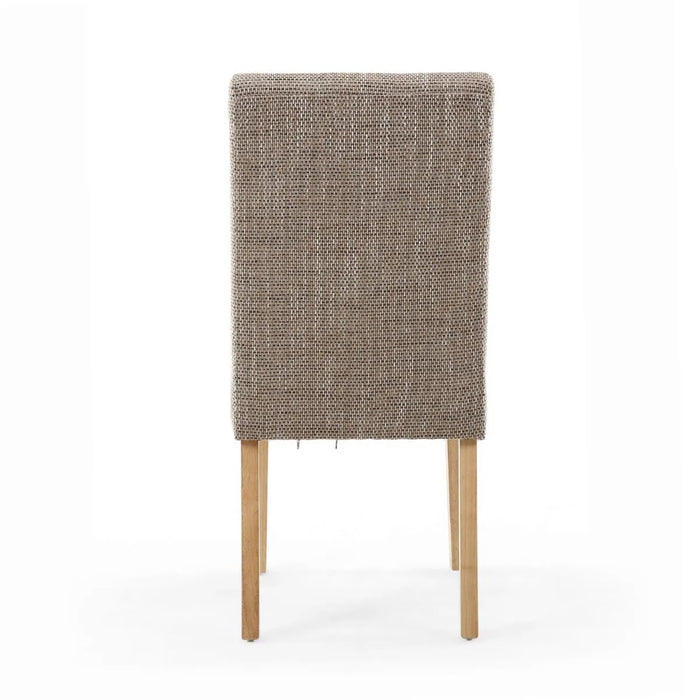 2 x Shankar Moseley Stitched Waffle Tweed Oatmeal Dining Chairs With Natural Legs