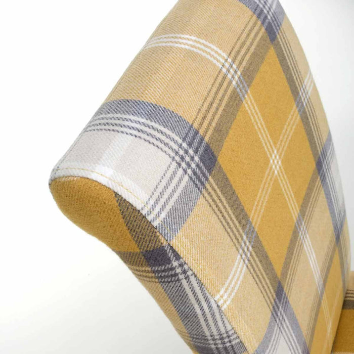 Shankar 2 x Karta Scroll Back Check Yellow Dining Chairs