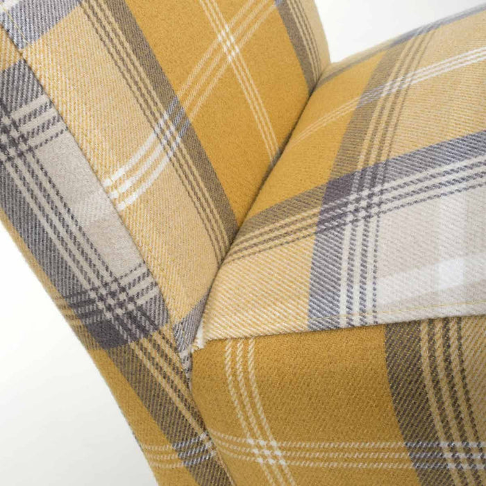 Shankar 2 x Karta Scroll Back Check Yellow Dining Chairs