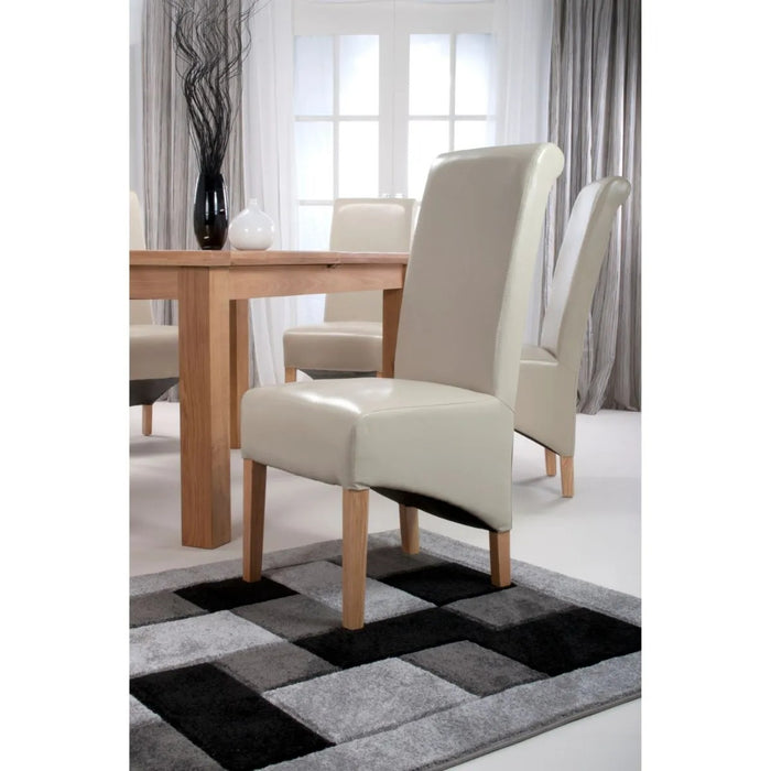 2 x Shankar Krista Roll Back Bonded Leather Ivory Dining Chairs
