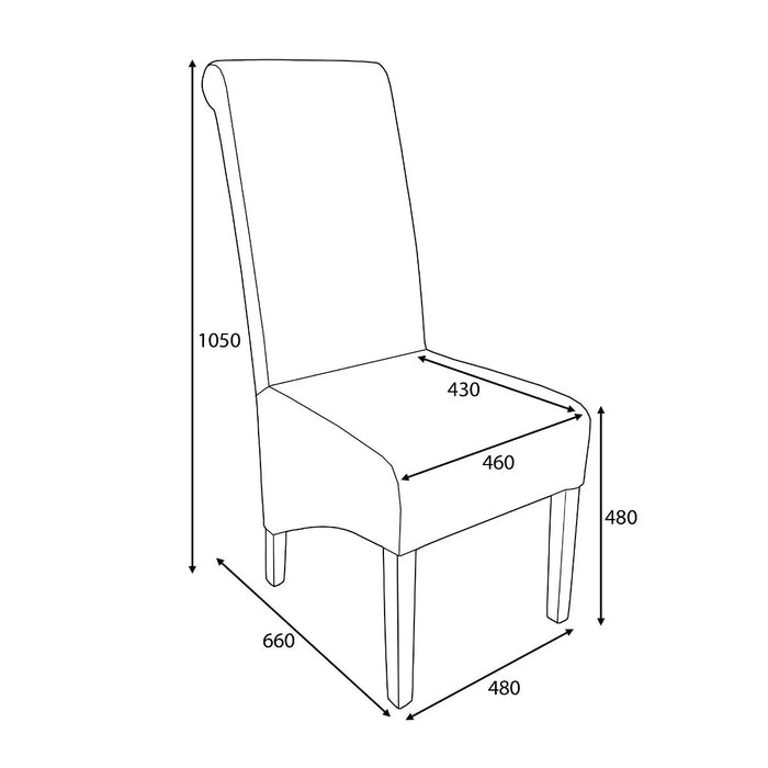 2 x Shankar Krista Roll Back Bonded Leather Ivory Dining Chairs