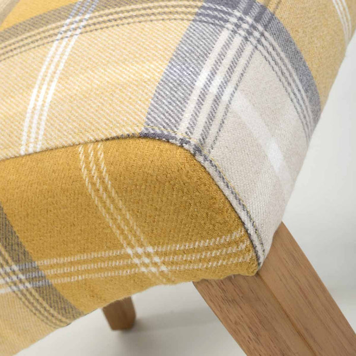 Shankar 2 x Karta Scroll Back Check Yellow Dining Chairs