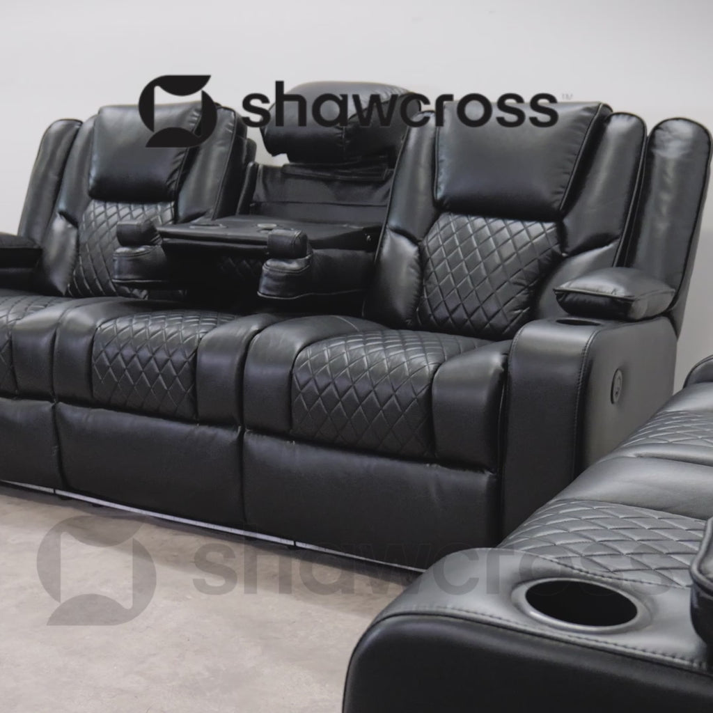 The Trendsetter Black Leather Cinema Electric Recliner Sofa Collection