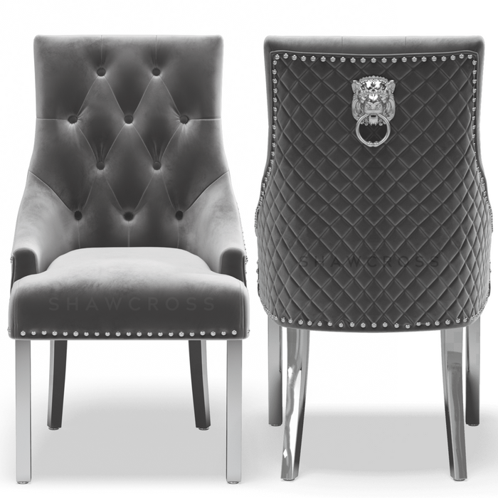 Pair of bentley quilted back knocker dining chairs