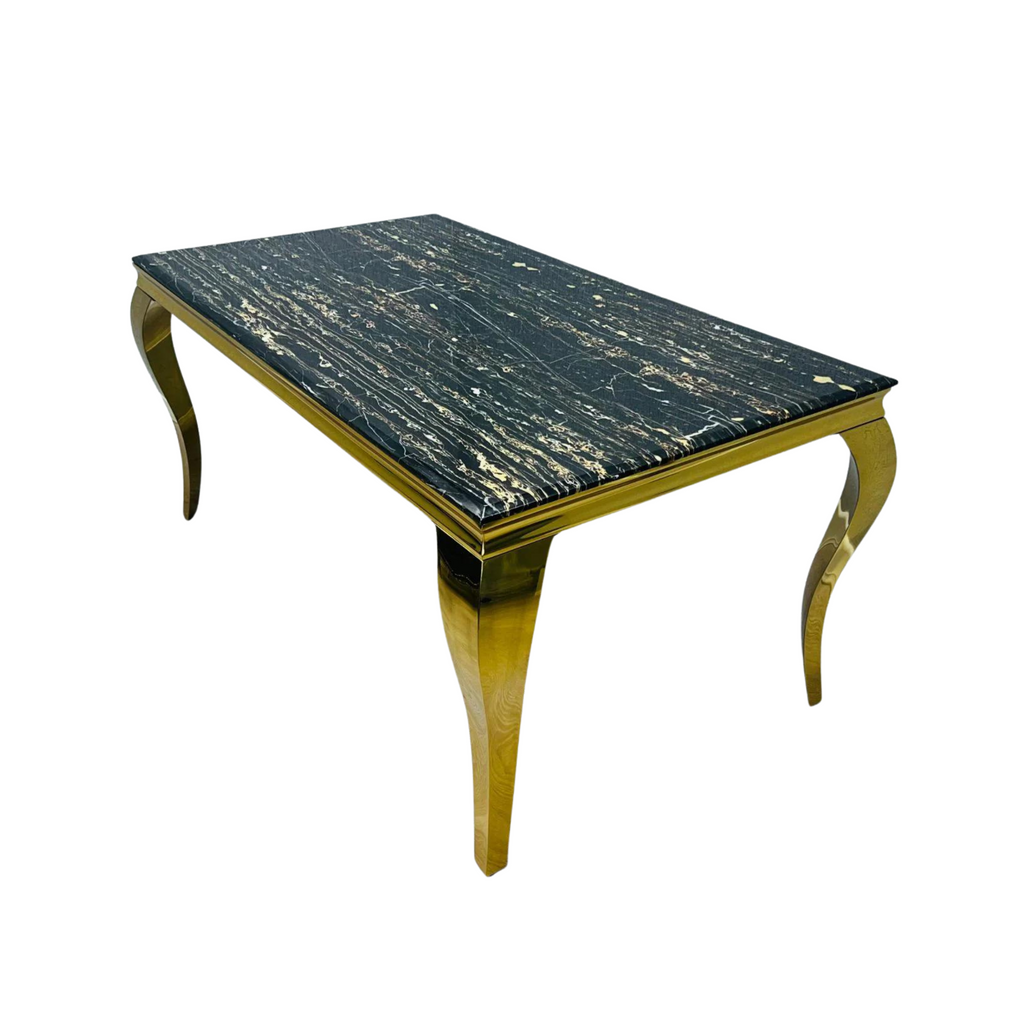 Louis Gold & Black Marble Dining Table - Various sizes and colour options