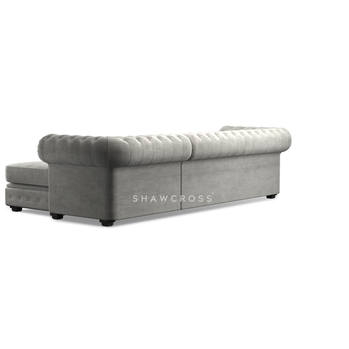 GRANDE CHESTERFIELD CHAISE SOFA IN DARK OR LIGHT GREY FABRIC