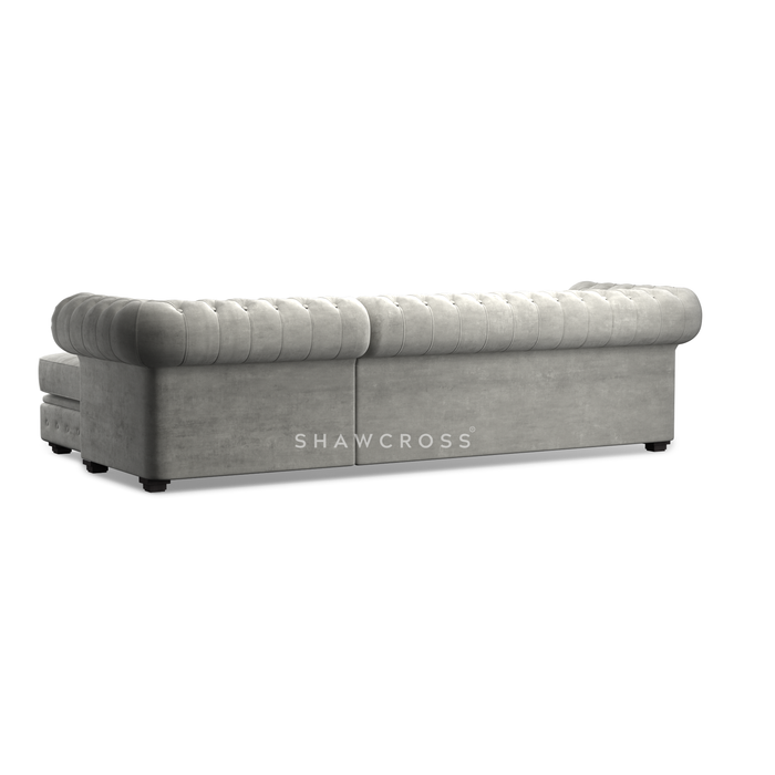 GRANDE CHESTERFIELD CHAISE SOFA IN DARK OR LIGHT GREY FABRIC
