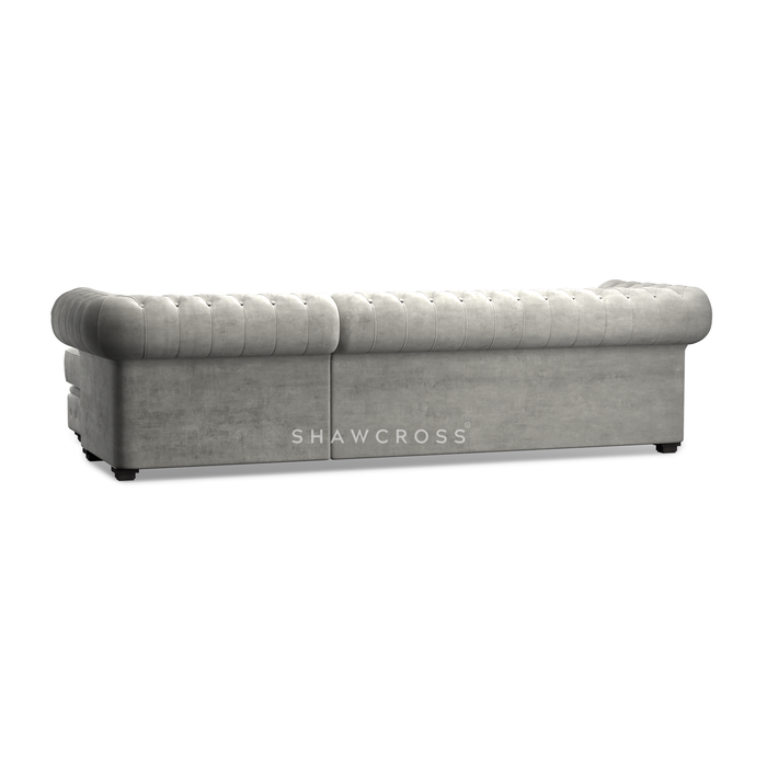 GRANDE CHESTERFIELD CHAISE SOFA IN DARK OR LIGHT GREY FABRIC