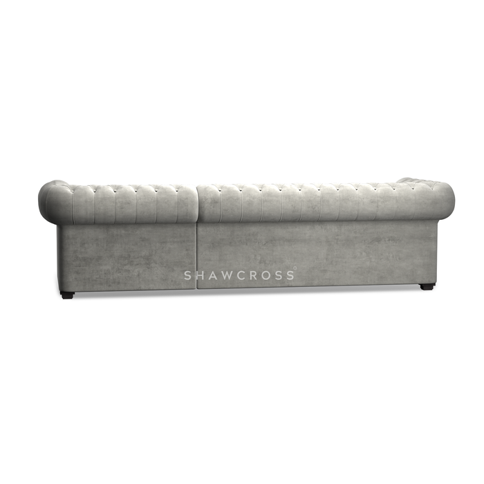 GRANDE CHESTERFIELD CHAISE SOFA IN DARK OR LIGHT GREY FABRIC
