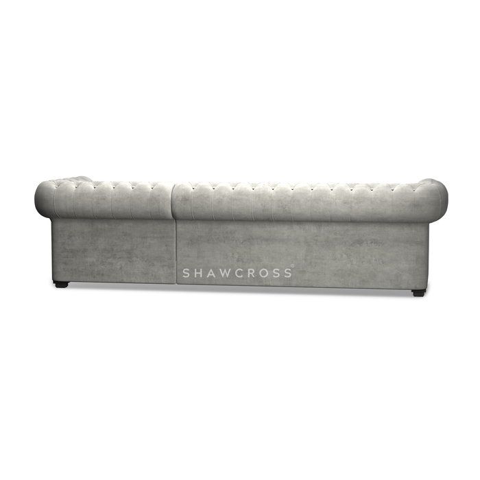 GRANDE CHESTERFIELD CHAISE SOFA IN DARK OR LIGHT GREY FABRIC