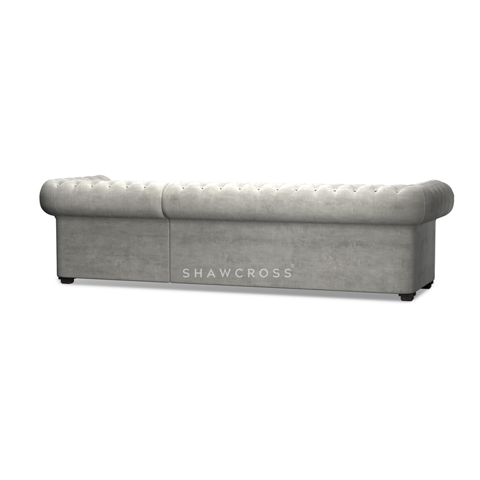 GRANDE CHESTERFIELD CHAISE SOFA IN DARK OR LIGHT GREY FABRIC
