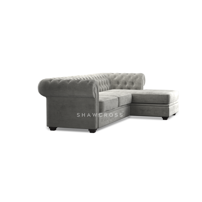 GRANDE CHESTERFIELD CHAISE SOFA IN DARK OR LIGHT GREY FABRIC