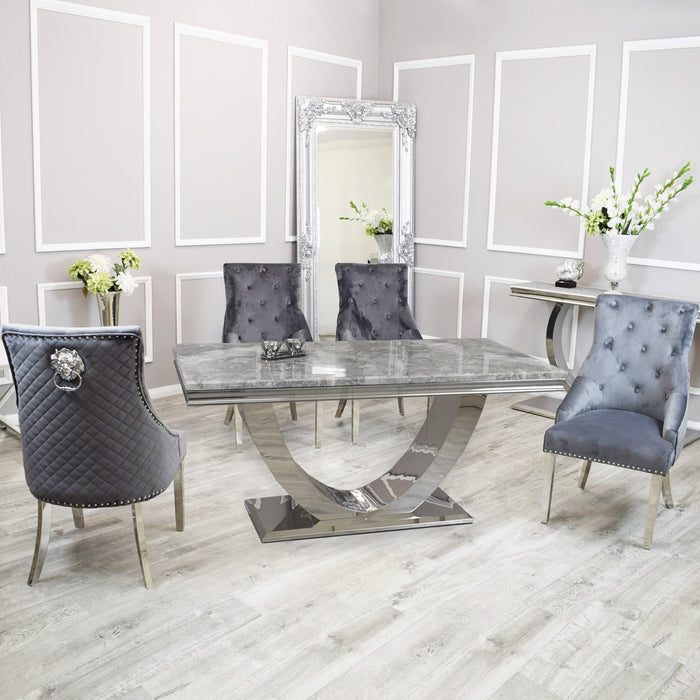 Denver Marble 1.8M Dining Table With Knocker Chairs