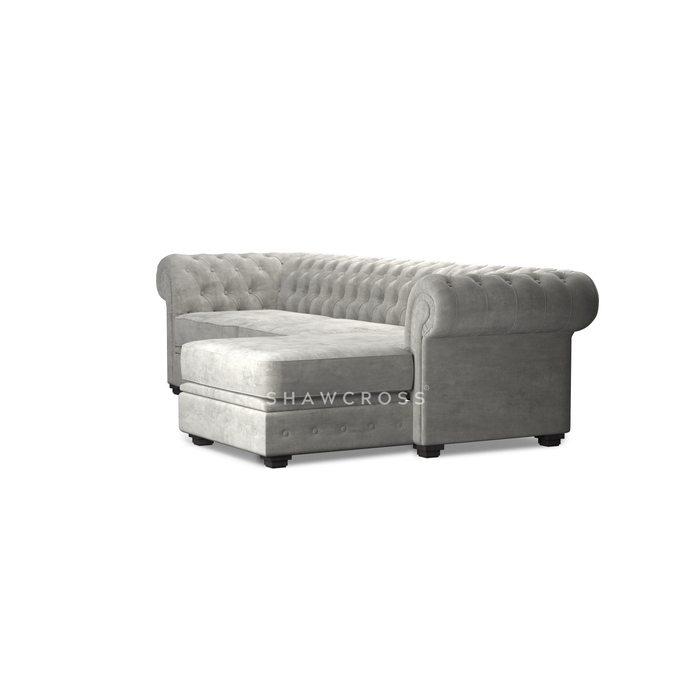 GRANDE CHESTERFIELD CHAISE SOFA IN DARK OR LIGHT GREY FABRIC