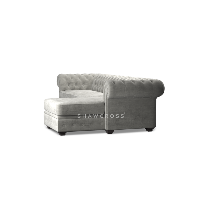 GRANDE CHESTERFIELD CHAISE SOFA IN DARK OR LIGHT GREY FABRIC
