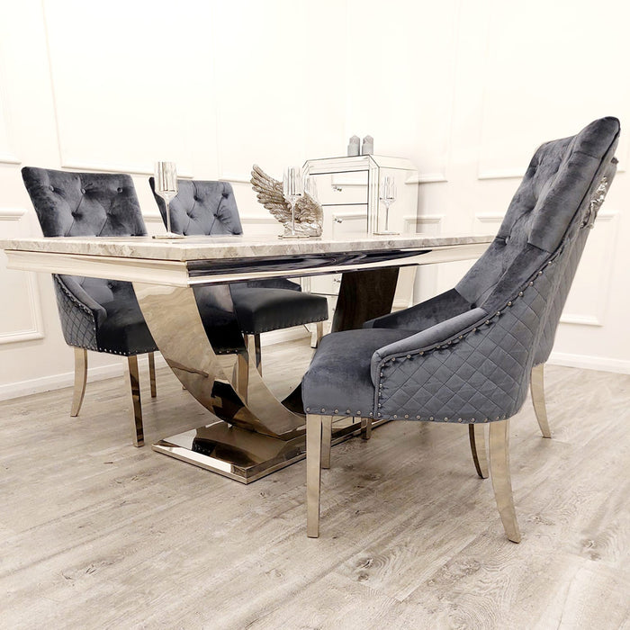 Denver Marble 1.8m Dining Table With Bentley Knocker Chairs