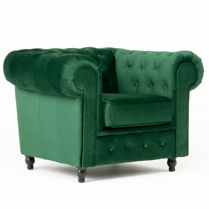 Jersey Chesterfield 3 Seater, 2 Seater Or Chair In Plush Velvet Green