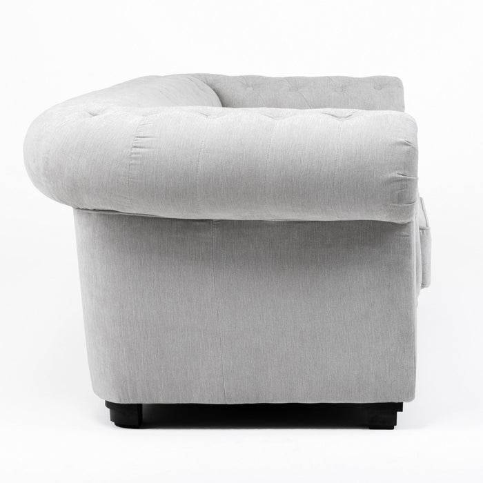 Grande Chesterfield 3 Seater , 2 Seater  ,Single Chair Or Footstool In Light Grey