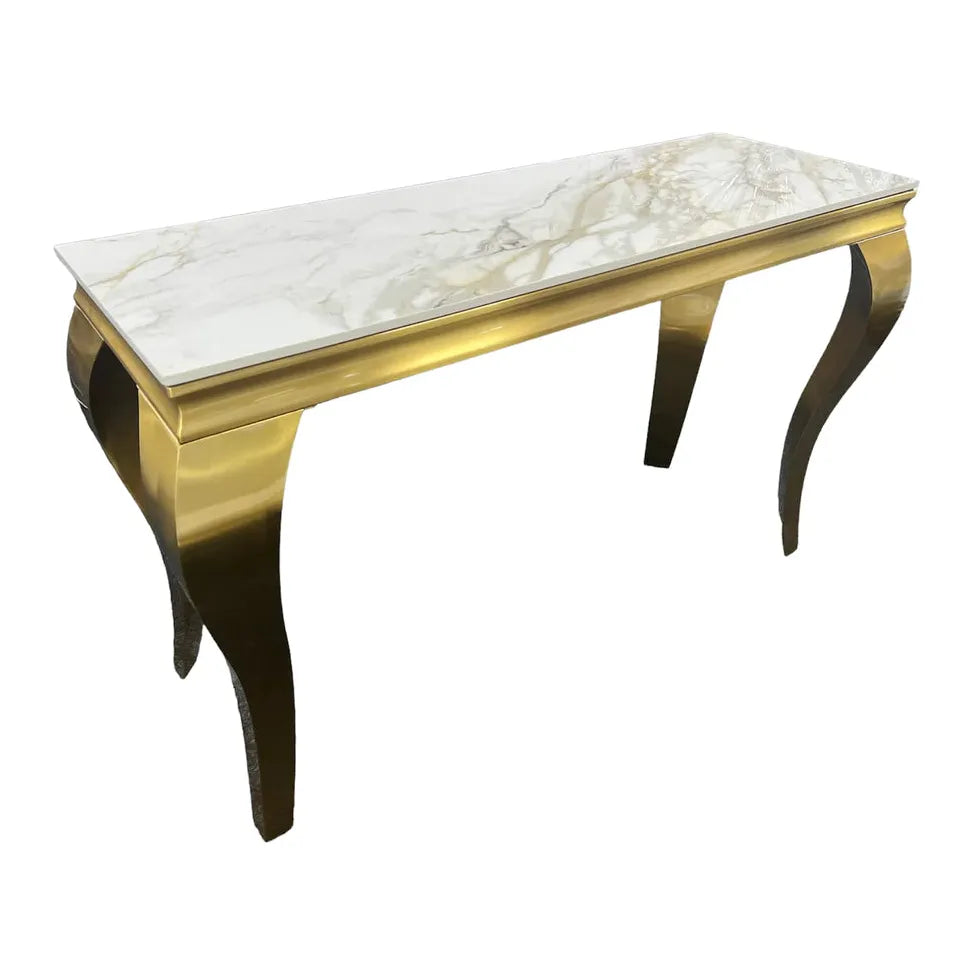 lewis marble gold console table