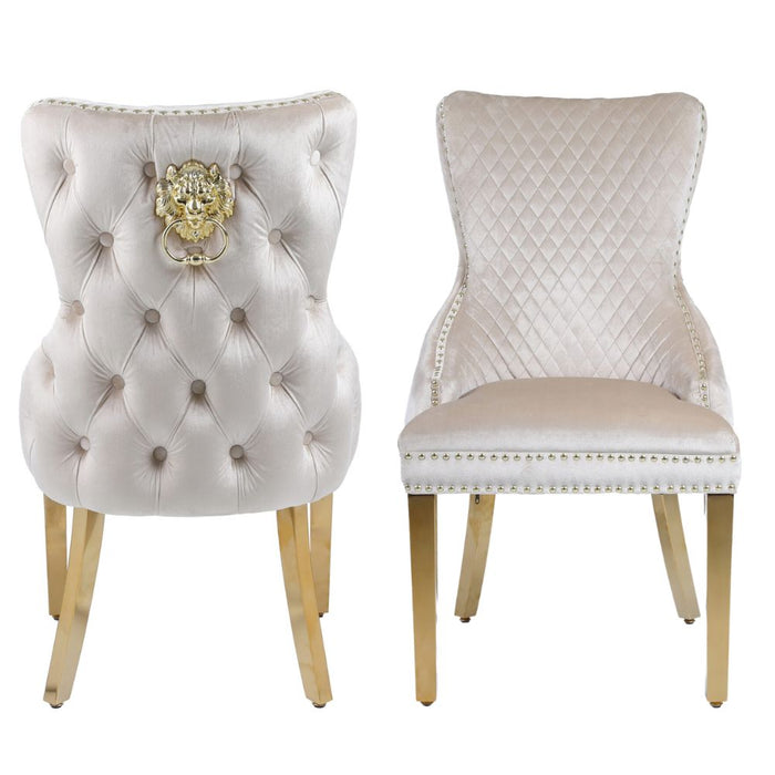 Sorrento Rectangle 1.8m or 1.5m Ceramic white and grey stone with Gold & Cream velvet dining chairs