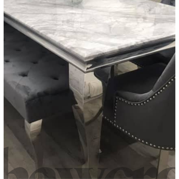 Louis Marble 1.2M Or 1.5M Dining Table With Cheshire dining Chair and bench