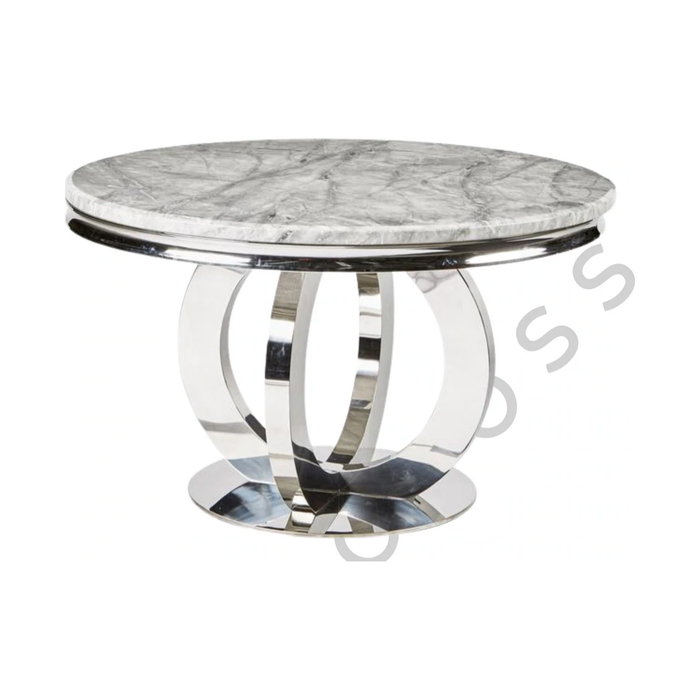 Orien 130Cm Marble Dining Table With 6 Lucia Dark Grey Knocker Chairs