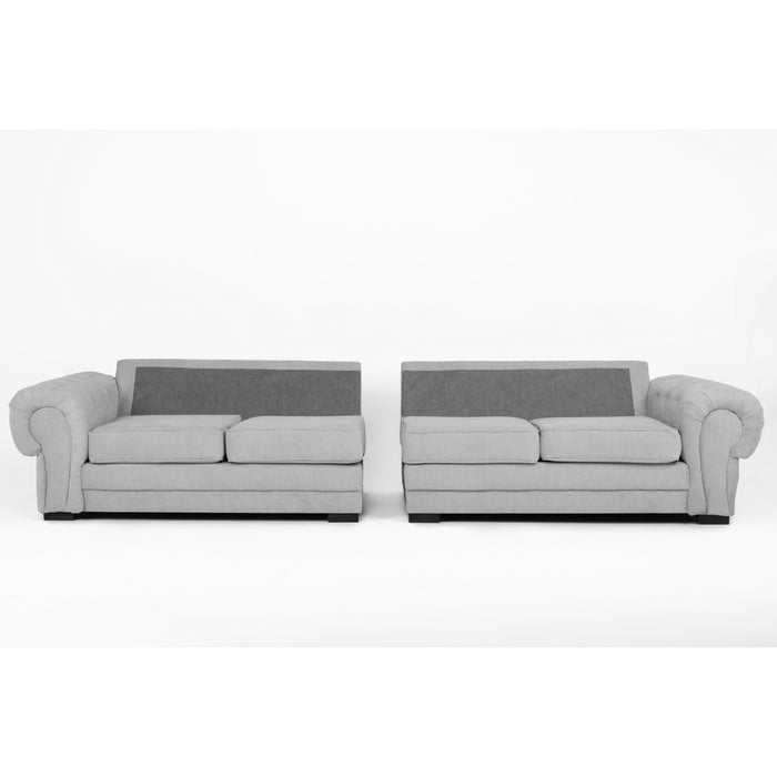 SASHA 4 SEATER GREY FABRIC SOFA SCATTER BACK WITH STAGS ON CUSHION
