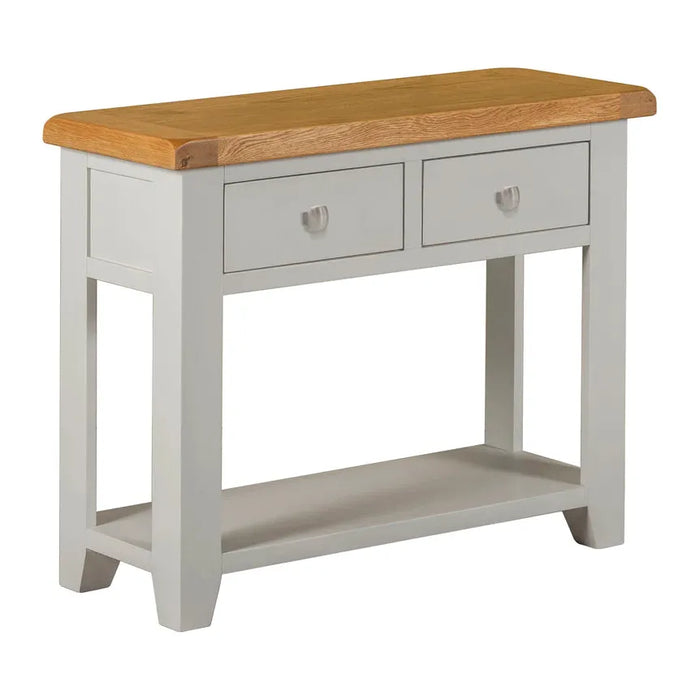 lucas solid oak grey painted console table
