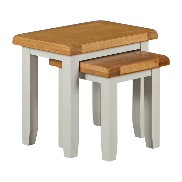 Lucas solid oak grey painted nest of 2 tables