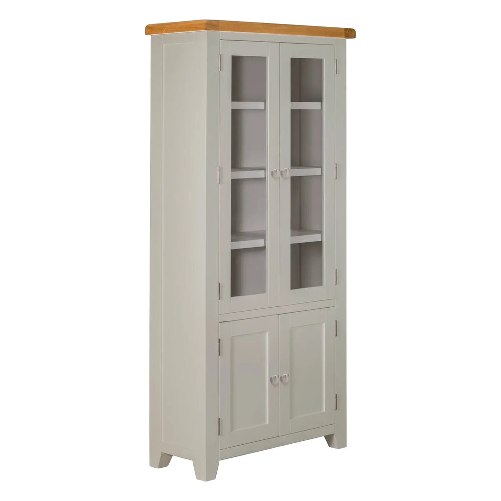 lucas solid oak grey painted display cabinet