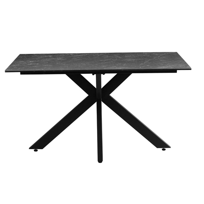 Harlow 140cm dark grey polished ceramic dining table with black base