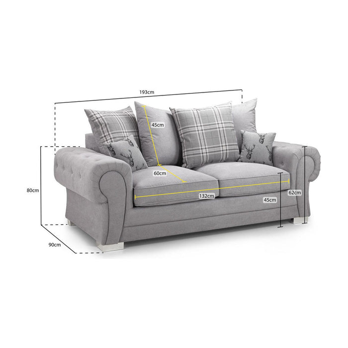 Sasha 3 seater sofa bed in grey fabric