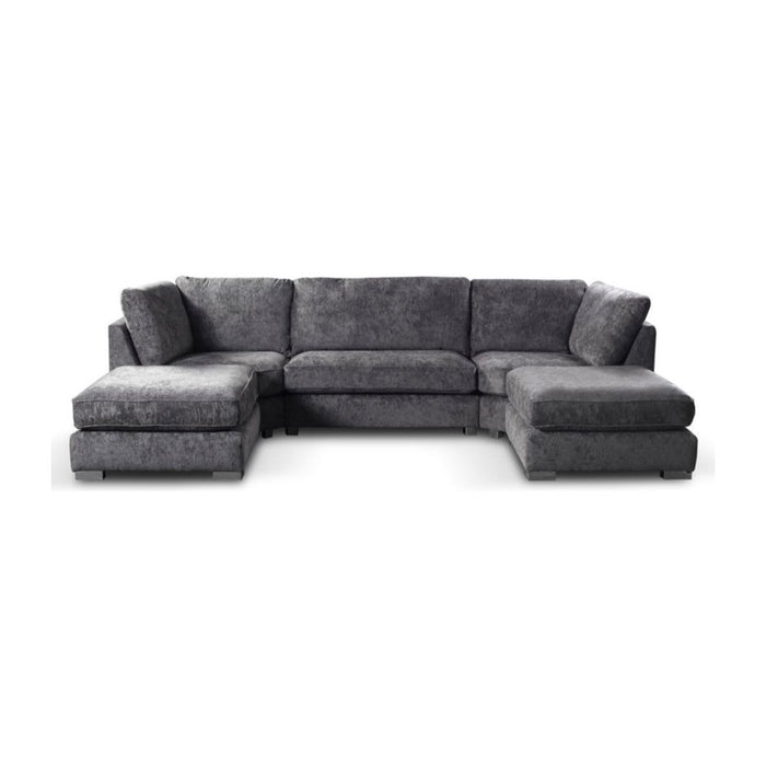 Bishop U Shape Corner Sofa Set full back In Truffle Or Platinum Grey Fabric