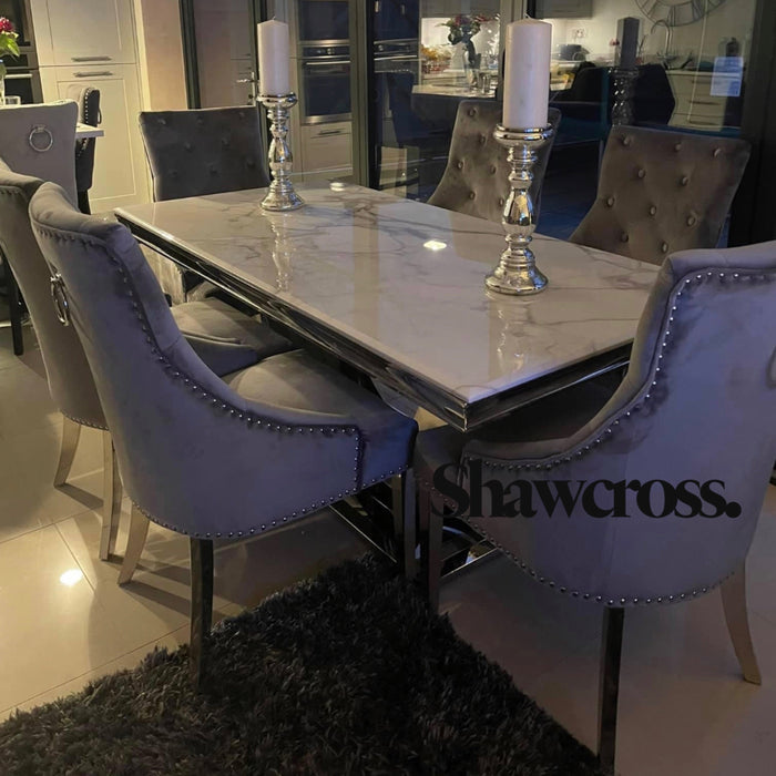 1.8M Denver Marble Dining Set With Cheshire Dining Chairs