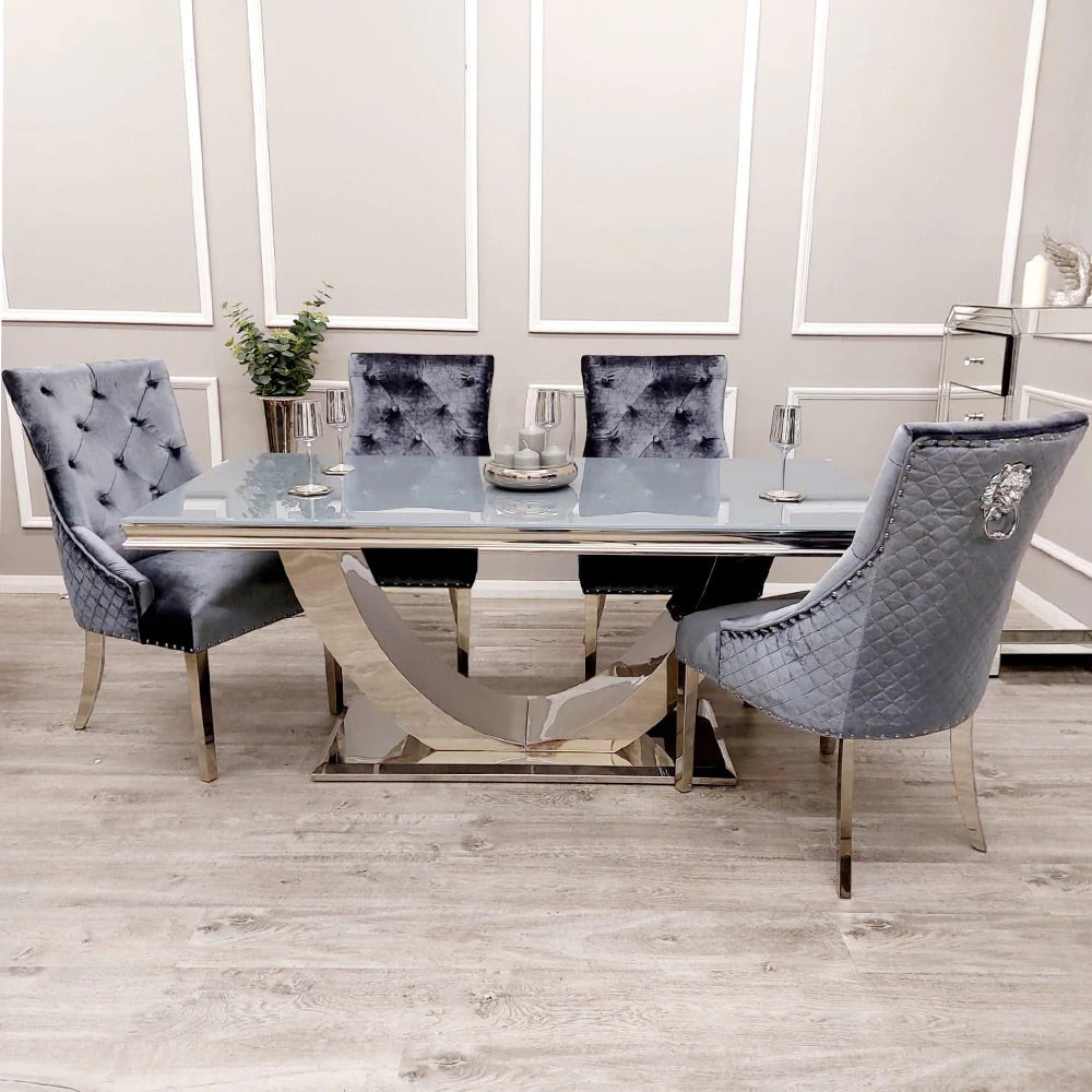 Denver Marble 1.8M Dining Table With Knocker Chairs