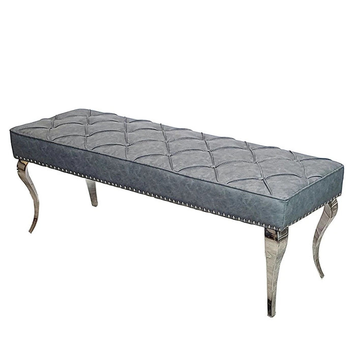 Louis Grande Pleated & Buttoned Bench In Pu Leather