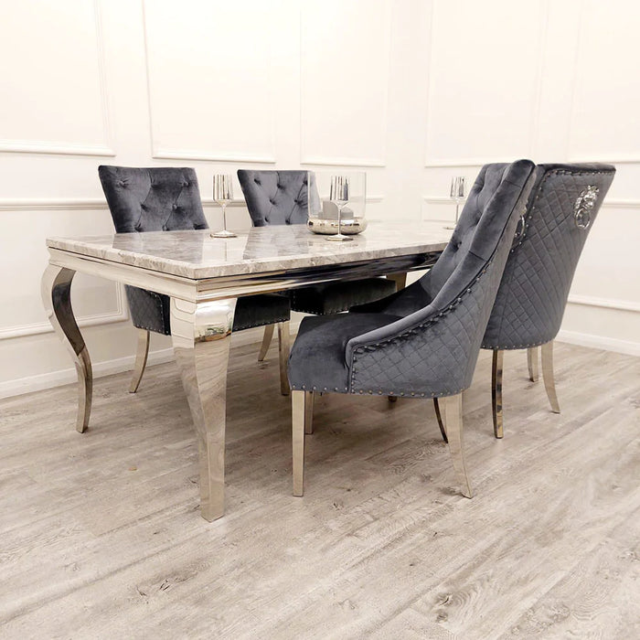 Louis Marble Or Dining Table With bentley Quilted Velvet Kno
