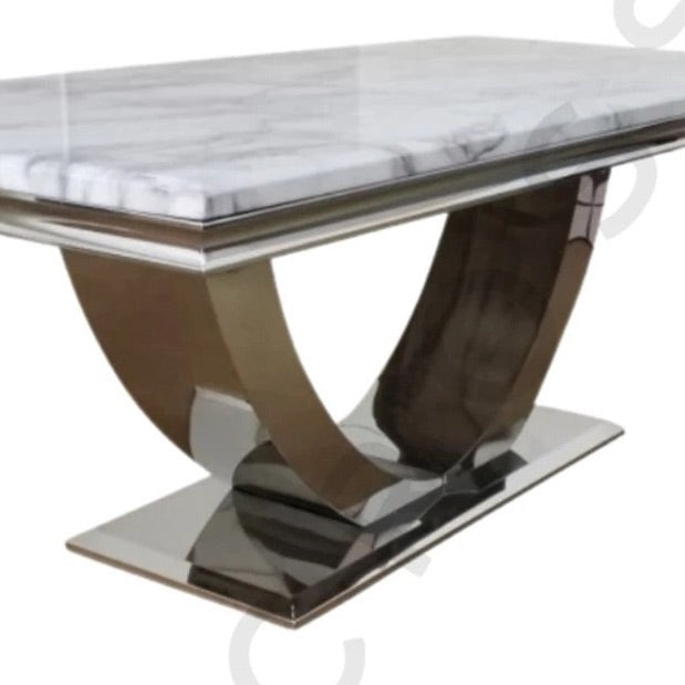 Denver Marble 2 Metre Dining Table With 10 Cheshire Velvet Dining Chairs