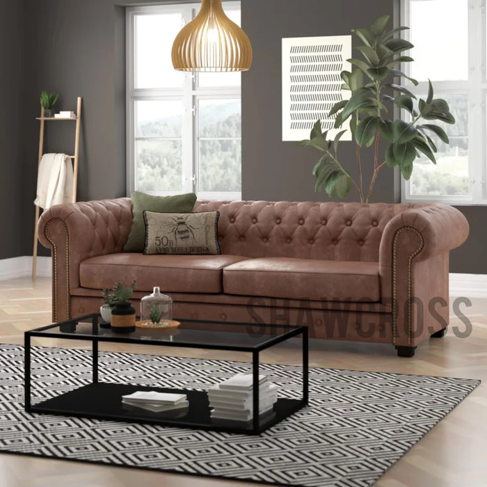 Jersey chesterfield sofa collection in chestnut byson fabric