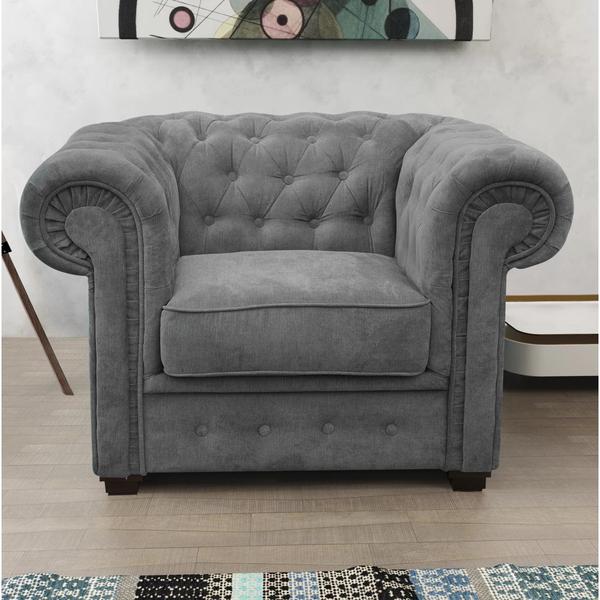 Grande Chesterfield 3 Seater 2 Seater or Single Chair In Dark Grey
