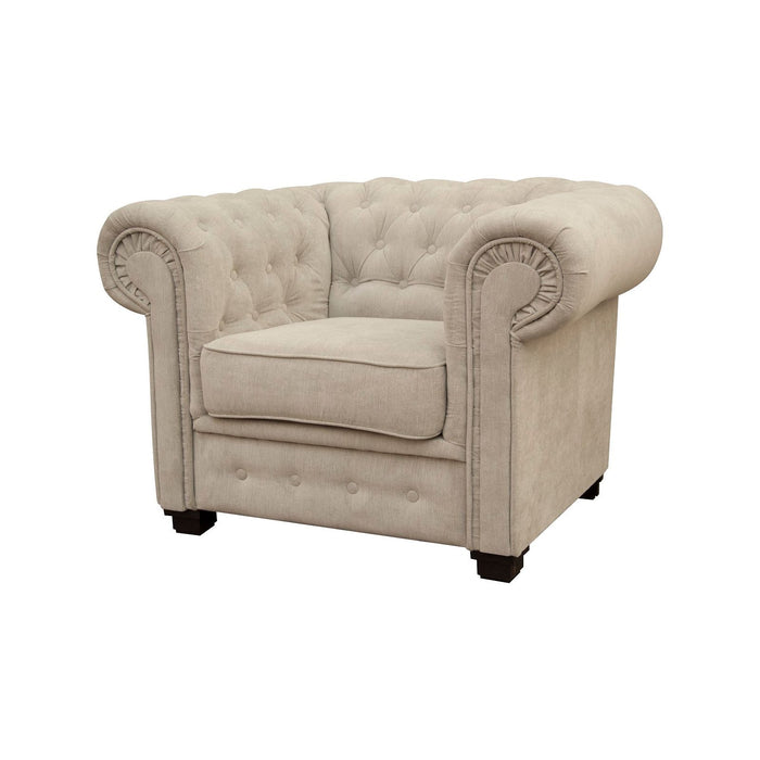 Grande Chesterfield Arm Chair In Beige Fabric